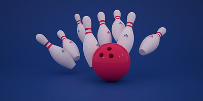 3D Model of Bowling Pins and Ball 3d design graphic design illustatio visualidentity