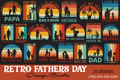 Retro Fathers Day Design Bundle dad sayings svg png graphic design