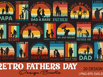 Retro Fathers Day Design Bundle dad sayings svg png graphic design