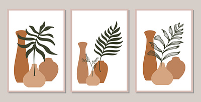 Abstract Botanical Print Set of 3 Minimal Aesthetic Art Home aesthetic bohemiant boho botanical decoration wall art