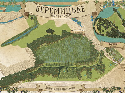 Map of the territory of the Beremytske Nature Park drawing graphic design illustration map poster