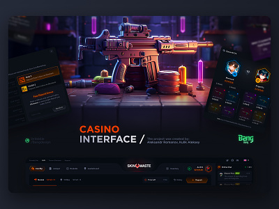 SkinWaste: Casino Interface app betting case opening casino cs go deposit gambling game graphic design illustration interface mobile open case skins skinwaste slots ui ui kit ux web design