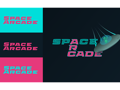 Arcade Logo - Day 50/50 alien arcade logo branding dailylogochallenge dailylogochallenge day 50 design dlc graphic design illustrator logo logo design neon pallette space arcade ufo vector