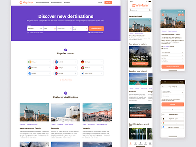 Landing Page and iOS App for a travel aggregator website agregator app branding cards design filter ios landing landing page login minimal product design search sign in sign up social media travel ui web website