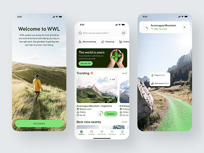 Hiking Guide Mobile App app camp camping design donate guide guiden hike hiking holiday maps mobile mountain track tracker tracking travel traveling trip ui
