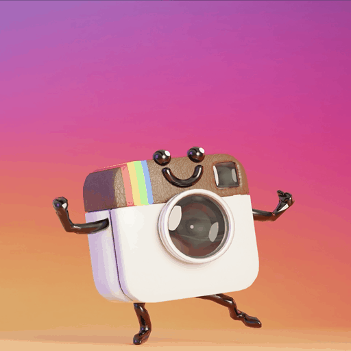 Cute Instagram Character 3d animation bounce bouncy bright camera character colourful cute gif happy insta instagram jump rainbow