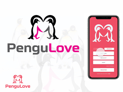 PenguLove antarctica brand brand design brand identity branding branding design couples date datingapp design heart illustration logo love penguine penguinlife pink vector