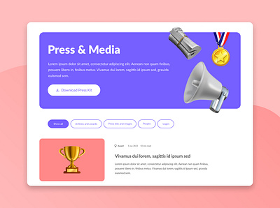 Press page - #051 of the DailyUI Challenge. 051 51 media press press kit press page ui