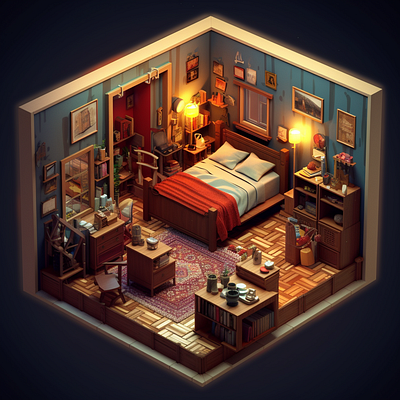 【Andy Pau - AI 作品】3D Isometric Room - 1 app branding design graphic design illustration logo typography ux vector