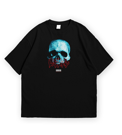 streetwear black t-shirt design with skull and typography branding design graphic design illustration streetwear vector