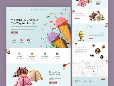 Ice Cream landing page buy ice cream clean creative food food and drink hero ice cream ice cream landing page landing page minimal order ice cream ui uiux ux webdesign website