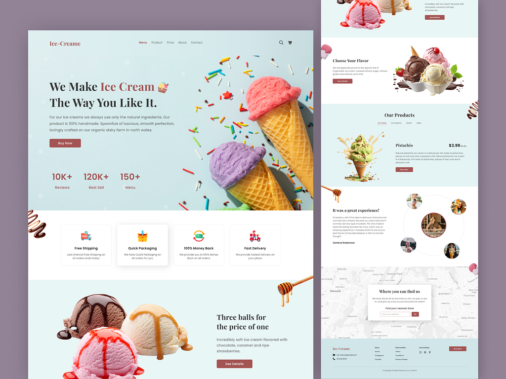Ice Cream landing page by 16pixel on Dribbble