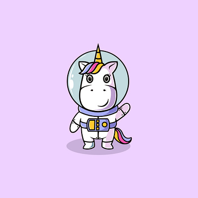 Cute Baby Unicorn Astronaut Illustration graphic design pegasus ui