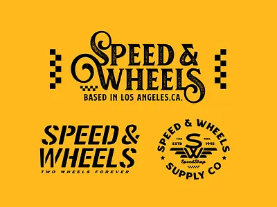 Speed & Wheels Motorcycle Branding apparel badge badge design brand identity branding branding design clothing clothing brand graphic design illustration lettering logo motorcycle vector visual brand
