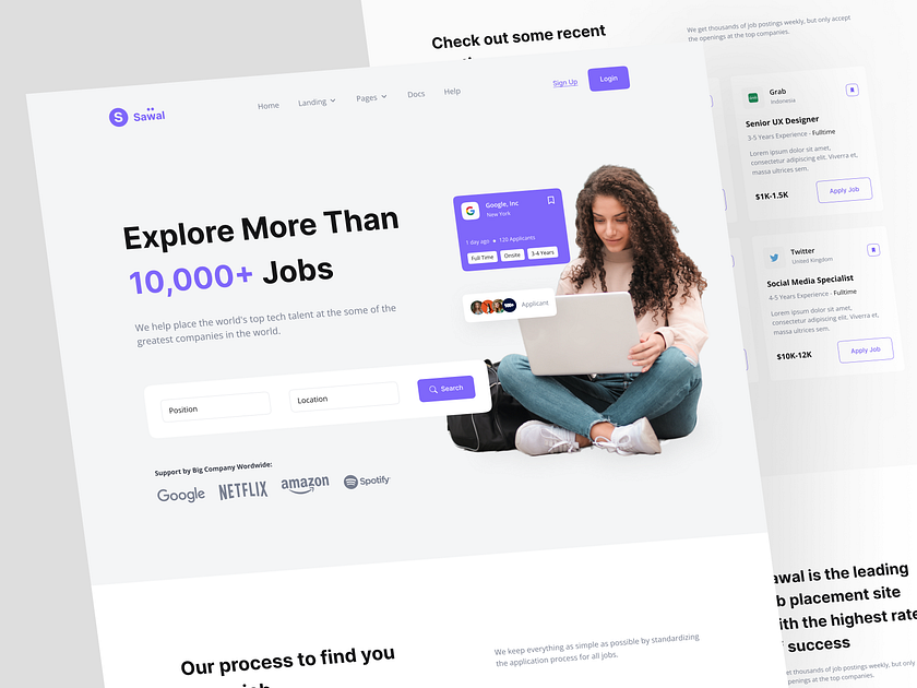 Job Portal Landing Page designs, themes, templates and downloadable ...