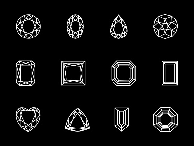 Gem Shapes delight diamond diamondshape dribbble fancy gem gem shapes graphic heartshape illustration jewellery jewels logo love luxury pear shape roundshape shape uiux vector