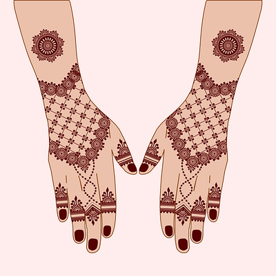 Henna mehndi design on two hands palm