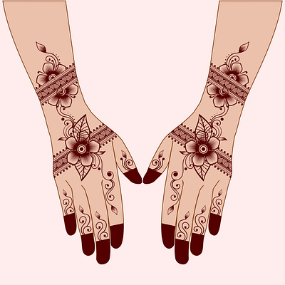 Henna mehndi design on two hands palm