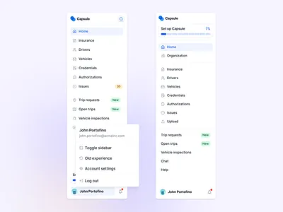 Sidebar exploration account menu crm issue monitoring menu monitoring navigation new feature onboarding onboarding steps panel menu progress saas search bar side navigation sidebar sidebar menu slide menu slide panel slider toggle