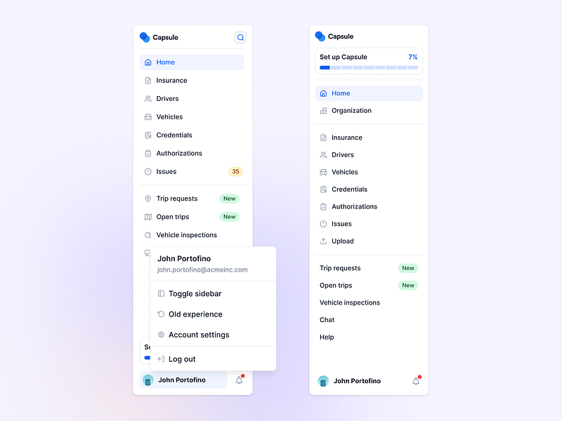 Sidebar exploration account menu crm issue monitoring menu monitoring navigation new feature onboarding onboarding steps panel menu progress saas search bar side navigation sidebar sidebar menu slide menu slide panel slider toggle