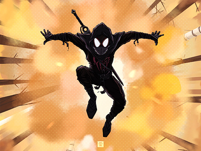 Spiderman Ninja! cartoon character design illustration