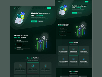 Tradingo Crypto Currency Website Template backend bitcoin business website crypto crypto currency ethereum exchange figma forex frontend landing page nft selling website the tork tork wallet web design