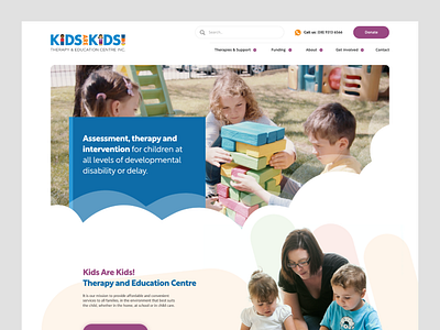 Therapy and education centre - website australia charity children colorful disabilities down syndrome fun gsap home page kids landing page ndis non for profit ui uxui web design website