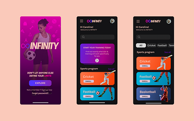 Infinity- The Sports Training App challenge daily ui design graphic design illustration infinity sports sports training app ui ui design