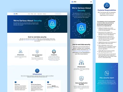 Security page, Database, Compliance, hub, Infrastructure cloud security ui web