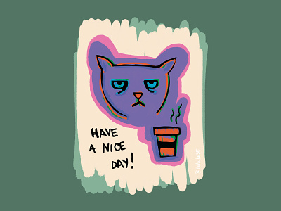 Have a nice day! art art drawing arte cafe cat dibujo dibujo digital digital art doodle drawing gato illustration ilustracion lunes monday new week photoshop