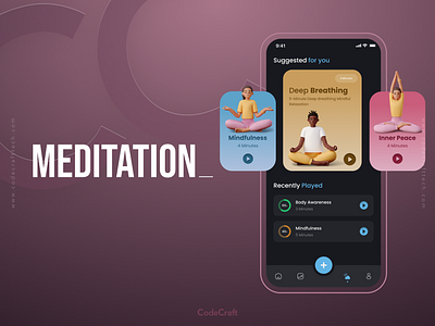 Wellness App design health app meditation app mental wellness mobile app ui ux wellness app