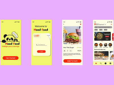 Mood Food - The Food Delivery App 100days branding challenge daily ui design design food delivery app ui design food dellivery app illustration logo mood food ui ui deign ux vector