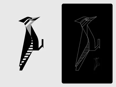 Woodpecker abstract bird brand designer branding clean corporate identity creative emblem geometric icon illustration logo logo designer logomark sign simple symbol vector visual identity woodpecker