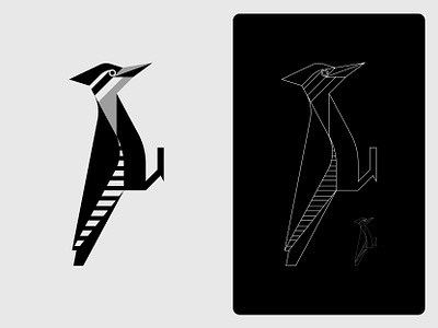 Woodpecker abstract bird brand designer branding clean corporate identity creative emblem geometric icon illustration logo logo designer logomark sign simple symbol vector visual identity woodpecker