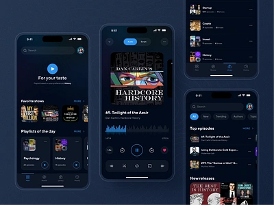 Podcast App — Mobile UI UX Design app audio course courses e learning education learn learn skills learning mobile music online class online courses player podcast podcast app podcast listen podcast platform podcasts study
