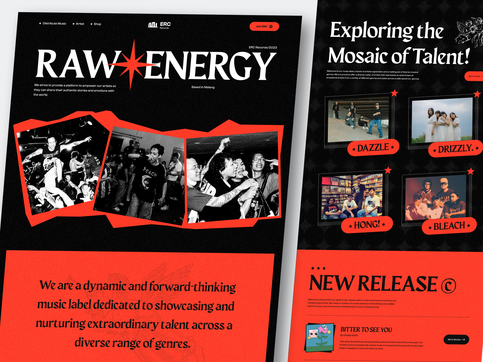 ERC Records Record Label Landing Page site by Repan 🍋 on Dribbble