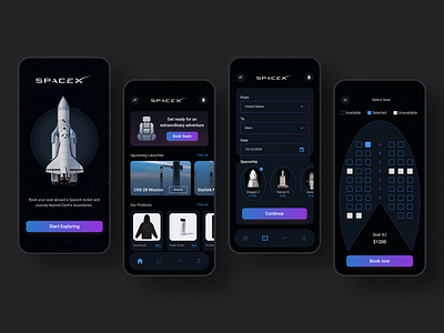 SpaceX - Rocket Seat Booking bookingapp dailyui dailyuichallenge darktheme design figma gratitude rocket seatbookingapp spacex ui uxuidesigner