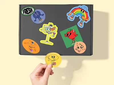 Summer Season - sticker pack collection 90s apple branding character clipart creative market cute design digital food illustration lemon mascot orange rainbow retro sticker pack vector y2k