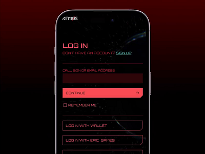 Atmos - Login Web3 Exo Racing b2b blockchain crypto currency cyberpunk design exo flat futuristic gaming in log login mobile nft sign ui ux wallet web3