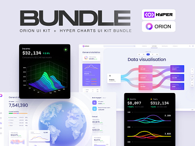 Pandora Bundle ✦ Orion + Hyper ✦ Save 30% bundle chart charts crypto dashboard dataviz desktop dev development infographic it statistic tech template ui ui kit