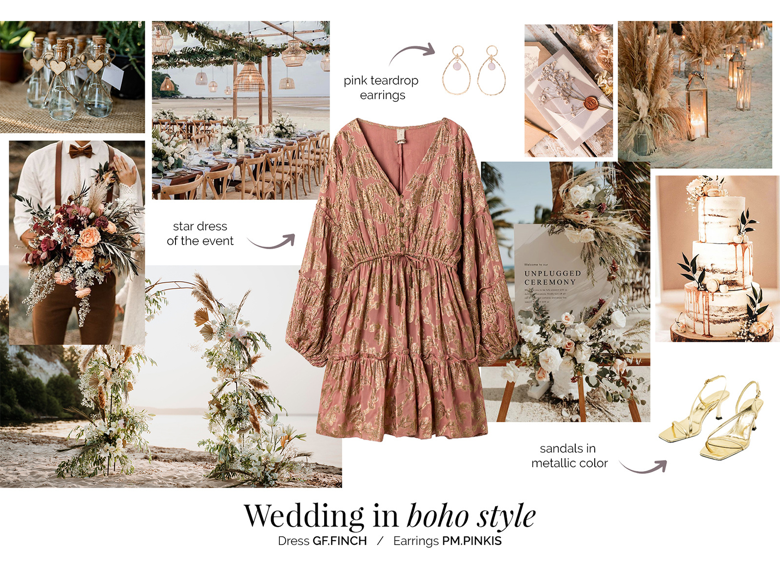 Event looks - fashion brand landing page bohemian boho chic boho style clothing brand creative direction ecommerce editorial event looks fashion fashion ecommerce fashion editorial fashion landing fashion looks feminine landing page marketing design moodboard visual identity website wedding