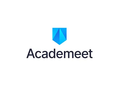 Academeet – Logo Design 3d a academic blue branding crypto design gradient grow letter a logo logotype mark meet mountain peak pocket shield sign vector