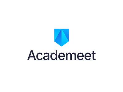 Academeet – Logo Design 3d a academic blue branding crypto design gradient grow letter a logo logotype mark meet mountain peak pocket shield sign vector