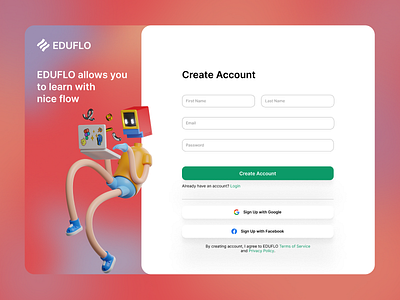Sign Up page of EDUFLO design graphic design illustration