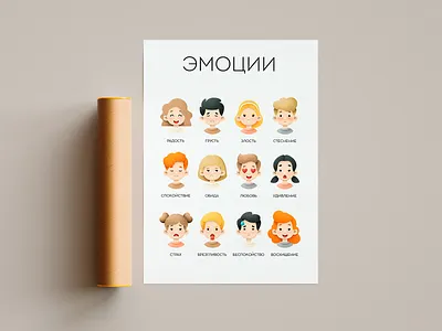 Kid's poster EMOTIONS design emotions grain texture illustration kid kids poster texture vector