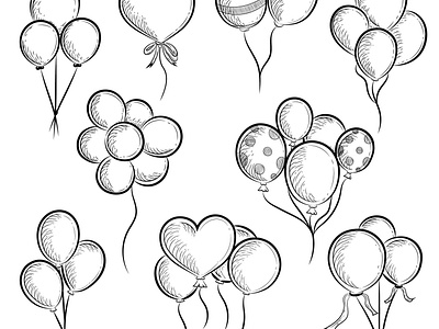 Balloon Vector Sketches balloon balloon doodle balloon vector design free download free illustration free vector freebie illustration illustrator vector vector design vector download
