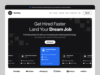 JobFinder Platform b2c creative customer design hero platform saas site startup typography web web design web page web site