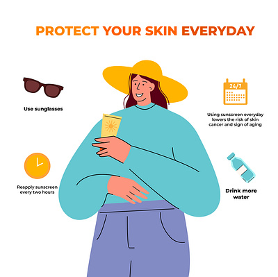 PROTECT YOUR SKIN design girl illustration lifestyle people protection sun vector