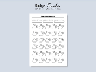 Budget tracker page design a4 page budget tracker budget tracker design coins donations money bag page design page template piggy bank save for a dream saving money tracker template vector illustration