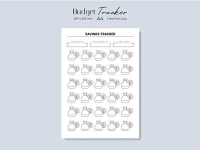 Budget tracker page design a4 page budget tracker budget tracker design coins donations money bag page design page template piggy bank save for a dream saving money tracker template vector illustration